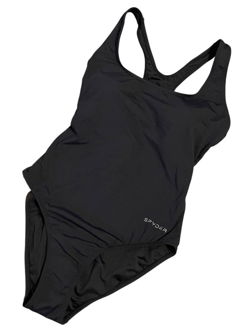 Spyder One Piece Swimsuit M Black Racerback Minimalist Bathing Suit Pool Beach